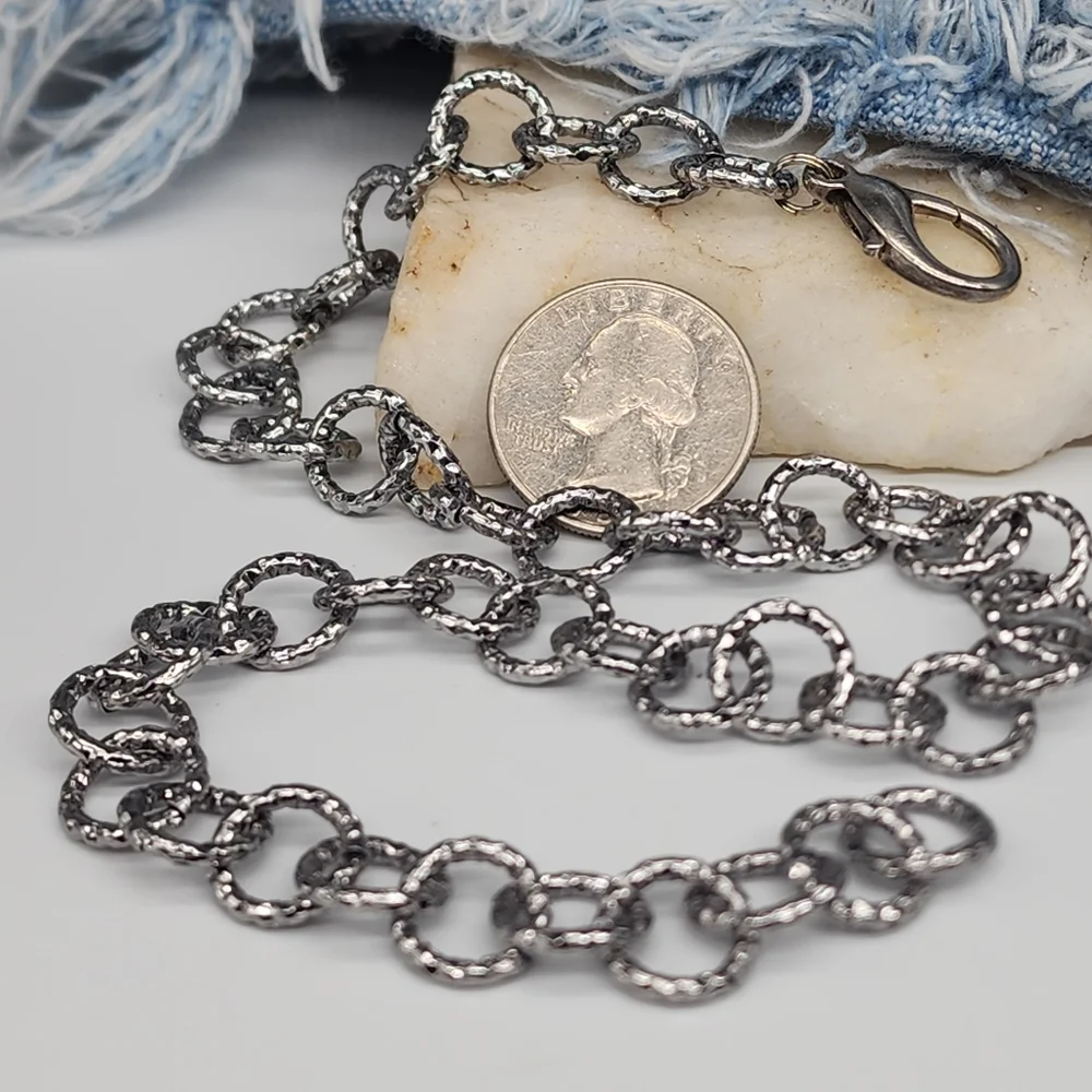 ❤️ ZARA Chain Trendy Large Link chain Vintage Silver NECKLACE  Textured Cain